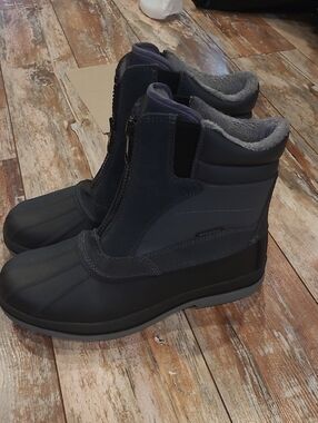 Men's Zip-Front Waterproof Winter Boots - Black